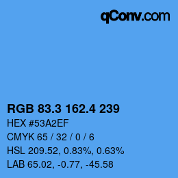 カラーコード: RGB 83.3 162.4 239 | qconv.com