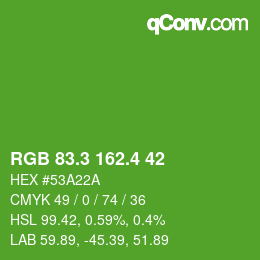 カラーコード: RGB 83.3 162.4 42 | qconv.com