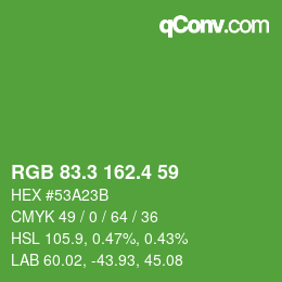 カラーコード: RGB 83.3 162.4 59 | qconv.com