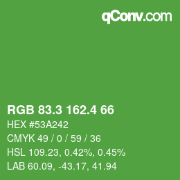 カラーコード: RGB 83.3 162.4 66 | qconv.com