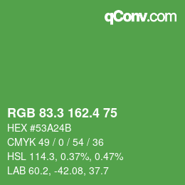 カラーコード: RGB 83.3 162.4 75 | qconv.com
