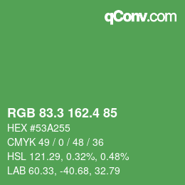 カラーコード: RGB 83.3 162.4 85 | qconv.com