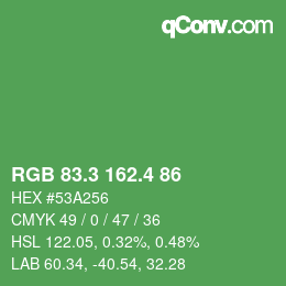 カラーコード: RGB 83.3 162.4 86 | qconv.com