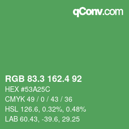 カラーコード: RGB 83.3 162.4 92 | qconv.com