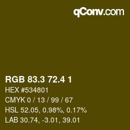 カラーコード: RGB 83.3 72.4 1 | qconv.com