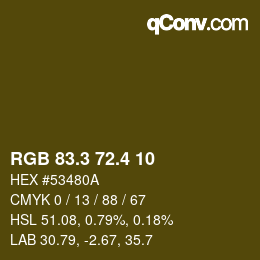 カラーコード: RGB 83.3 72.4 10 | qconv.com