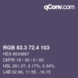カラーコード: RGB 83.3 72.4 103 | qconv.com