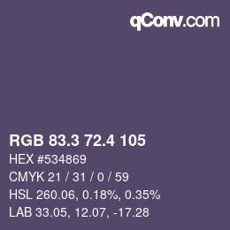 カラーコード: RGB 83.3 72.4 105 | qconv.com