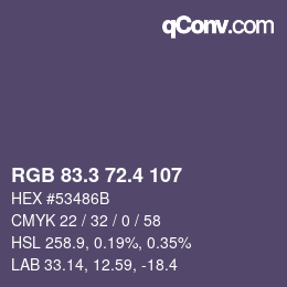 カラーコード: RGB 83.3 72.4 107 | qconv.com
