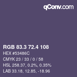 カラーコード: RGB 83.3 72.4 108 | qconv.com