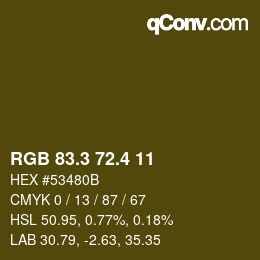 カラーコード: RGB 83.3 72.4 11 | qconv.com