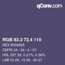 カラーコード: RGB 83.3 72.4 110 | qconv.com