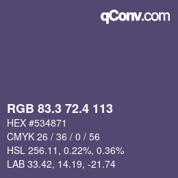 カラーコード: RGB 83.3 72.4 113 | qconv.com