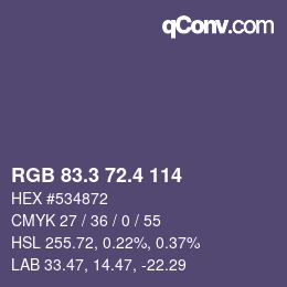 カラーコード: RGB 83.3 72.4 114 | qconv.com