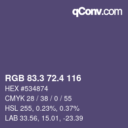 カラーコード: RGB 83.3 72.4 116 | qconv.com