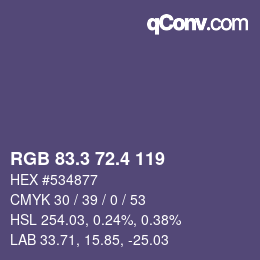 カラーコード: RGB 83.3 72.4 119 | qconv.com