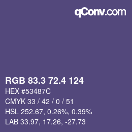 カラーコード: RGB 83.3 72.4 124 | qconv.com
