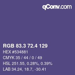 カラーコード: RGB 83.3 72.4 129 | qconv.com