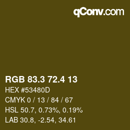 カラーコード: RGB 83.3 72.4 13 | qconv.com