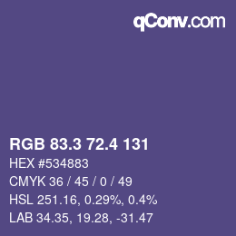 カラーコード: RGB 83.3 72.4 131 | qconv.com