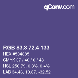 カラーコード: RGB 83.3 72.4 133 | qconv.com