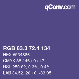 カラーコード: RGB 83.3 72.4 134 | qconv.com