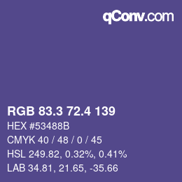カラーコード: RGB 83.3 72.4 139 | qconv.com