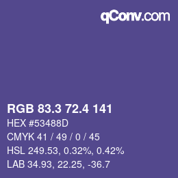 カラーコード: RGB 83.3 72.4 141 | qconv.com