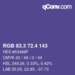 カラーコード: RGB 83.3 72.4 143 | qconv.com
