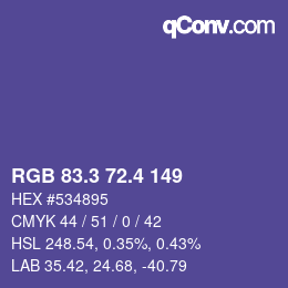 カラーコード: RGB 83.3 72.4 149 | qconv.com