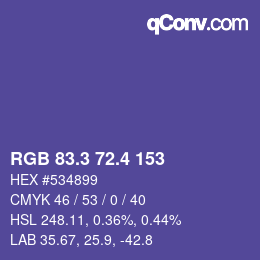 カラーコード: RGB 83.3 72.4 153 | qconv.com