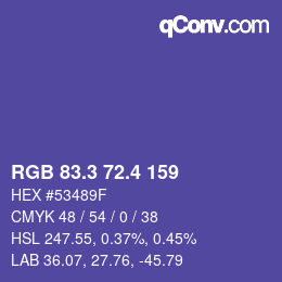 カラーコード: RGB 83.3 72.4 159 | qconv.com