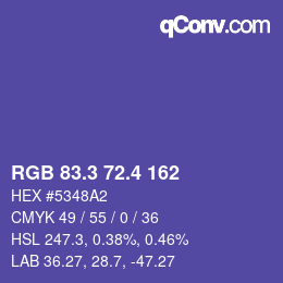 カラーコード: RGB 83.3 72.4 162 | qconv.com