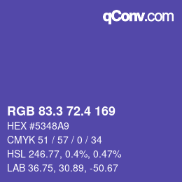 カラーコード: RGB 83.3 72.4 169 | qconv.com