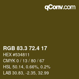 カラーコード: RGB 83.3 72.4 17 | qconv.com