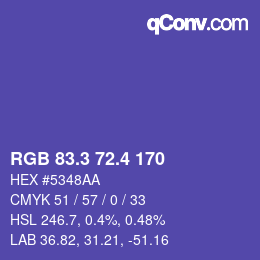 カラーコード: RGB 83.3 72.4 170 | qconv.com