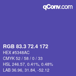 カラーコード: RGB 83.3 72.4 172 | qconv.com