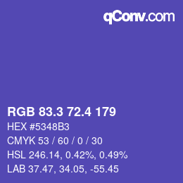 カラーコード: RGB 83.3 72.4 179 | qconv.com