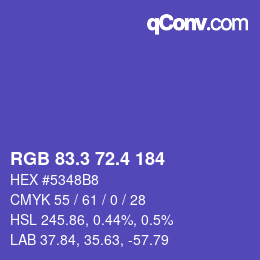 カラーコード: RGB 83.3 72.4 184 | qconv.com