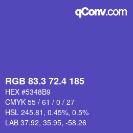 カラーコード: RGB 83.3 72.4 185 | qconv.com
