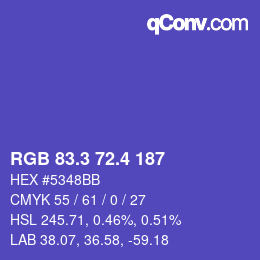 カラーコード: RGB 83.3 72.4 187 | qconv.com