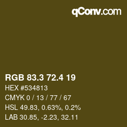カラーコード: RGB 83.3 72.4 19 | qconv.com