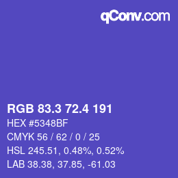カラーコード: RGB 83.3 72.4 191 | qconv.com
