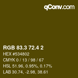 カラーコード: RGB 83.3 72.4 2 | qconv.com