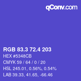 カラーコード: RGB 83.3 72.4 203 | qconv.com