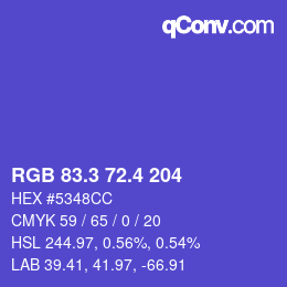 カラーコード: RGB 83.3 72.4 204 | qconv.com