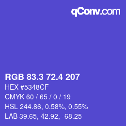 カラーコード: RGB 83.3 72.4 207 | qconv.com