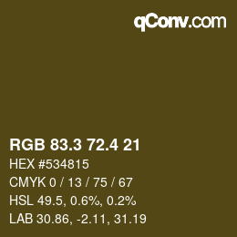カラーコード: RGB 83.3 72.4 21 | qconv.com