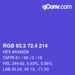 カラーコード: RGB 83.3 72.4 214 | qconv.com