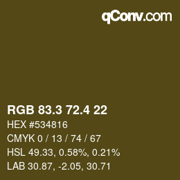 カラーコード: RGB 83.3 72.4 22 | qconv.com